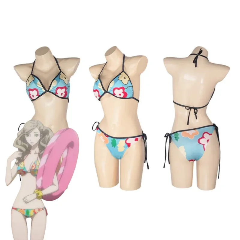 

Аниме-игра Энн Такамаки Пантера, карнавальный костюм, летний купальник, сексуальный трехточечный парик бикини для взрослых женщин, костюм для пляжной вечеринки; 2