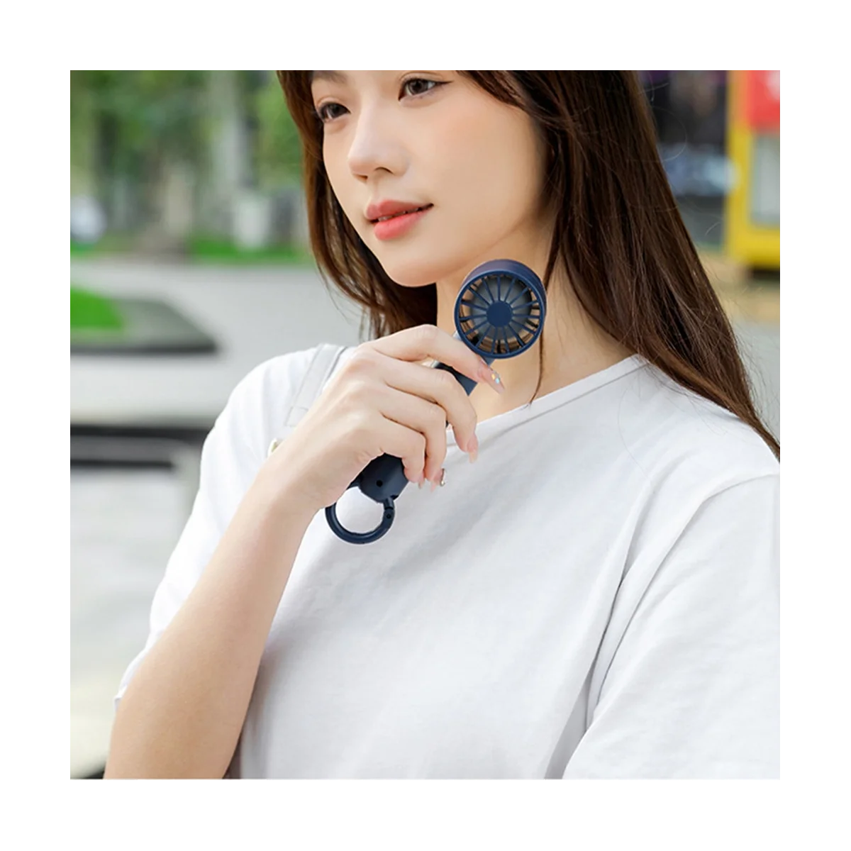 ポータブルハンドファン,2000mahバッテリー,半導体,充電式,冷蔵,夏用-白