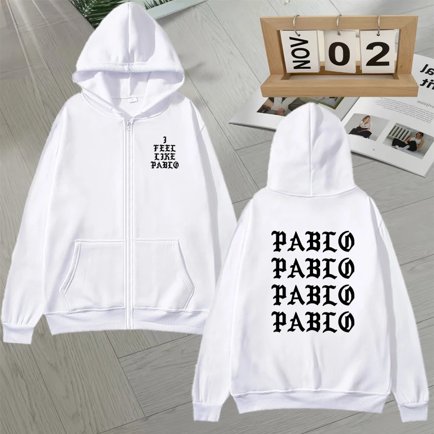 2025 I Feel Like Paul Pablo Kanye West Double Sided Print Zipper Hoodie Men Women vintage Autumn Winter Zip Up Sweatshirt Unisex