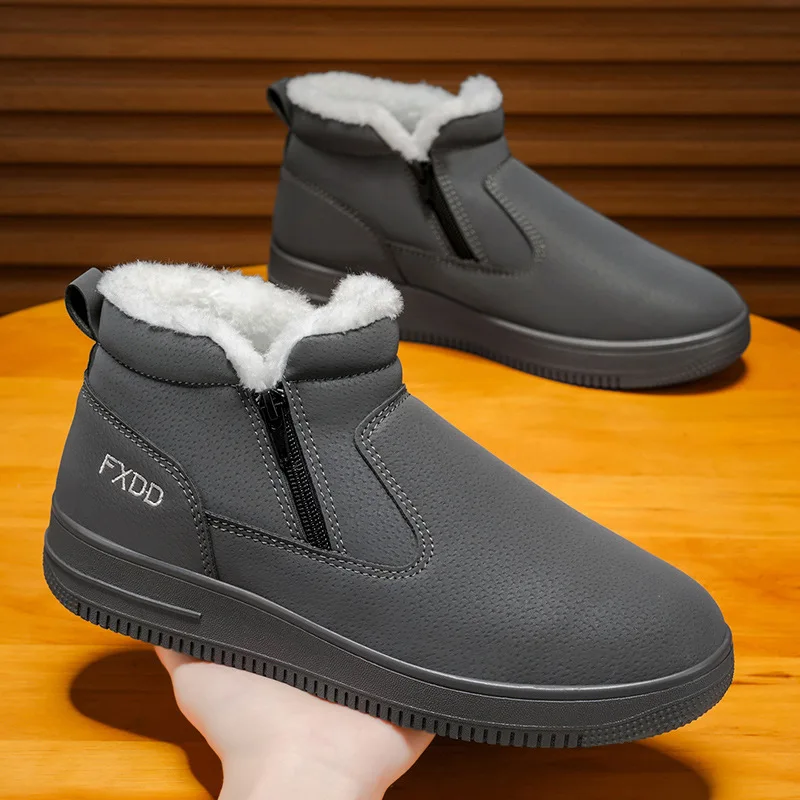 Men's shoes 2026 winter snow boots  fur and plush thick high rise cotton boots  warm cotton shoes