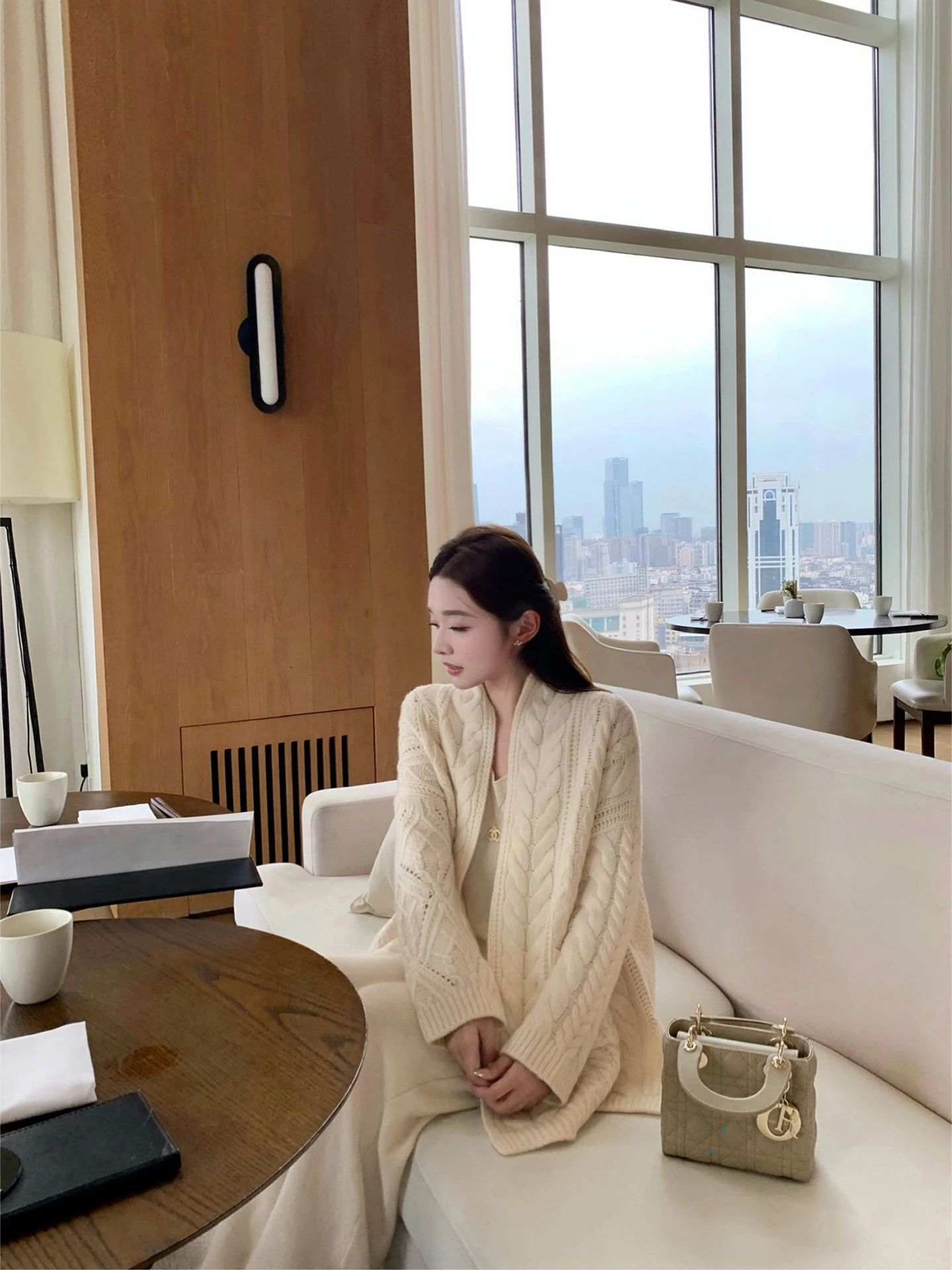 

Комплект Cchen: Свободный вязаный кардиган и пальто из шерстяной смеси с длинными рукавами для женщин