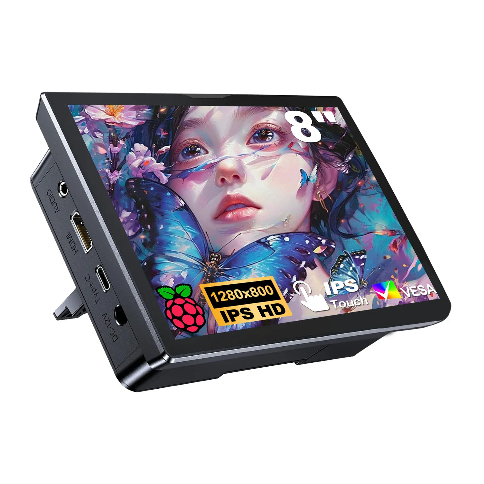 Raspberry Pi 5 4 3 Touchscreen 8 inch Portable Monitor 1280x800 16:10 Display HDMI USB Interface for Computer Program Screen