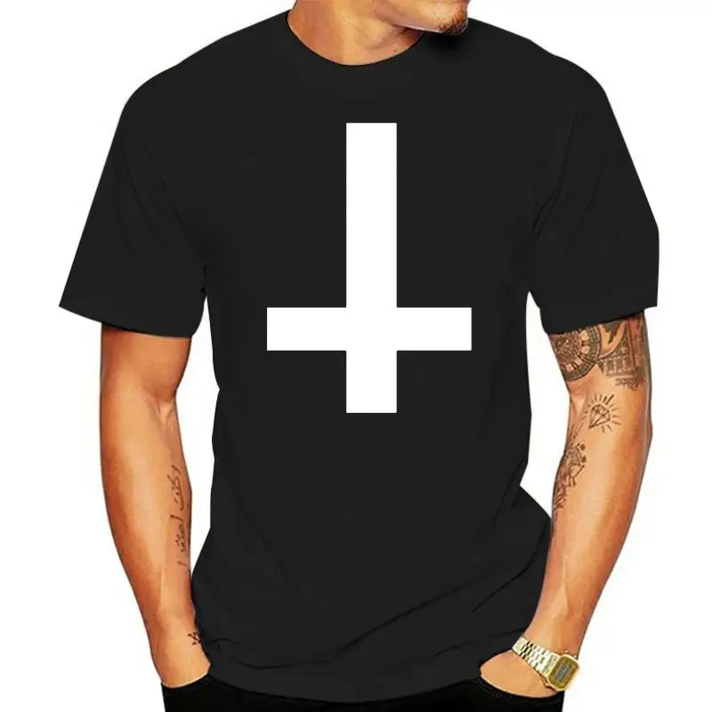 Inverted Cross T-Shirt Mens Black Gothic Rock Free Shipping Tops Tee Shirt