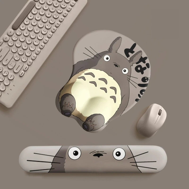 My Neighbor Totoro 3D Ergonomisches Dickes Memory-Schaum Handgelenkstütze Mauspad Rutschfest Weich Komfortabel Mausmatte für Arbeit PC Gaming
