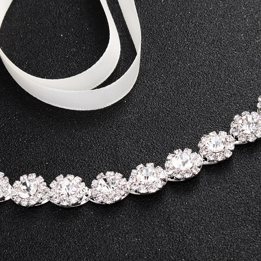 Elegant Crystal Wedding Bridal Waistband Bride Belt Sash Ribbon Decor for Dress Ceremony Photo Memory Accessory