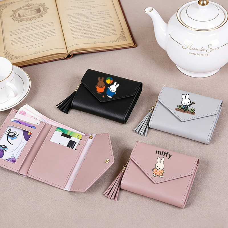

Miffys Short Wallet Man Women Folding Wallets Kawaii Card Bag Cartoon Money Bag Cute Coin Purse Portable Credit Card Holder Gift