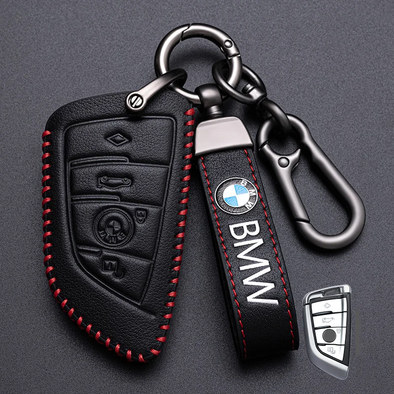 Leather Car Key Case Cover For BMW F20 G20 G30 X1 X3 X4 X5 G05 X6 X7 F48 G11 F15 F16 G01 G02 Car Key Shell Keychain Accessories