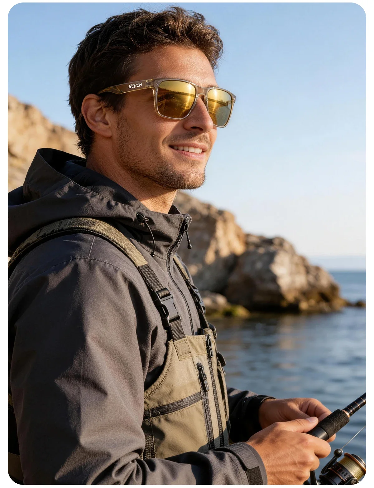 Scvcn UV400 Polarisierte Sonnenbrille, blendfrei, bequeme Sonnenbrille für Outdoor-Aktivitäten, Fahren, Angeln, Wandern, Radfahren, für Männer und Frauen – Detail 22