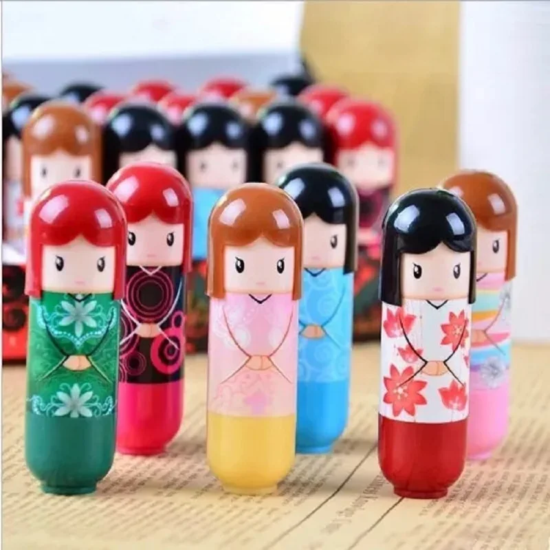 Lip Balm Kimono Doll Pattern Lipstick Cartoon Colorless Lip Gloss Moisturizing Anti Chapped Lip Glosses For Dirl Woman Lip Care