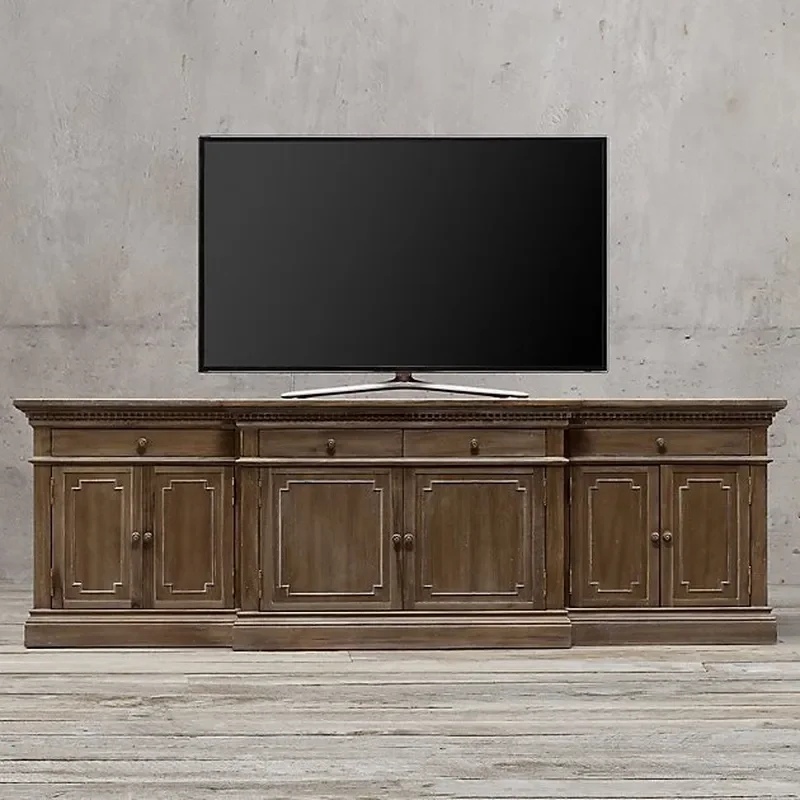 for RH Furniture American Country Solid Wood TV Cabinet French Retro Villa Model Room Customizable Dining Room Side Cabinet