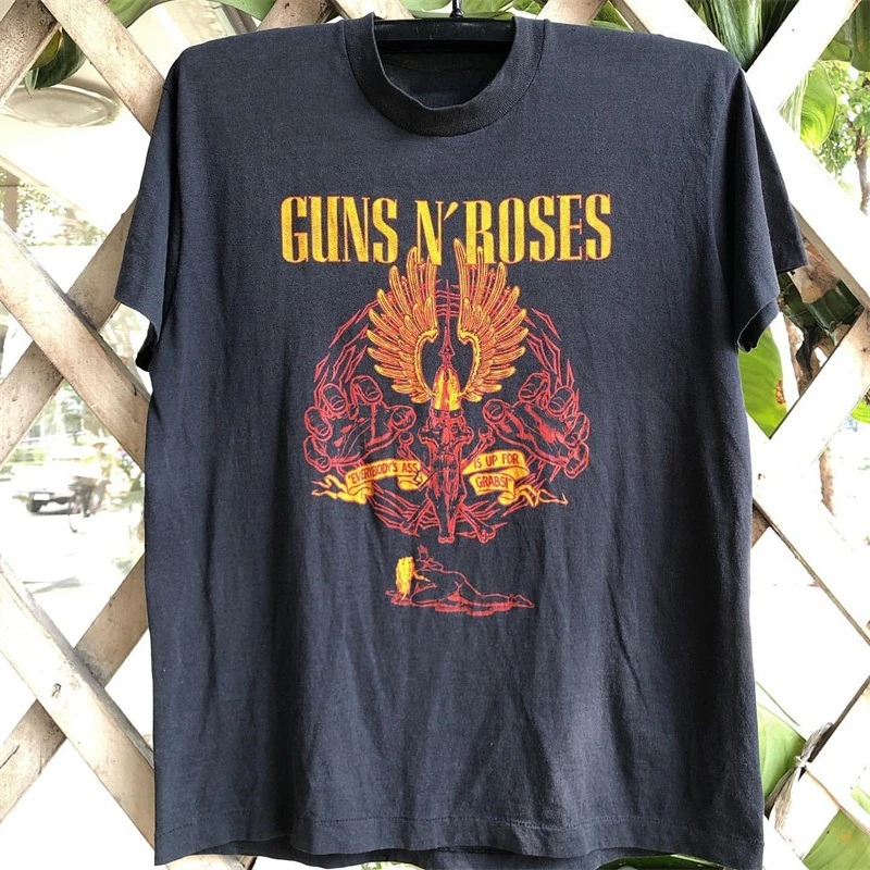 

Guns N Roses Guns Band Rock Chip Hip Hop Short Sleeve Vintage Men's and Women's Summer Casual Sports Comfort T-Shirt
