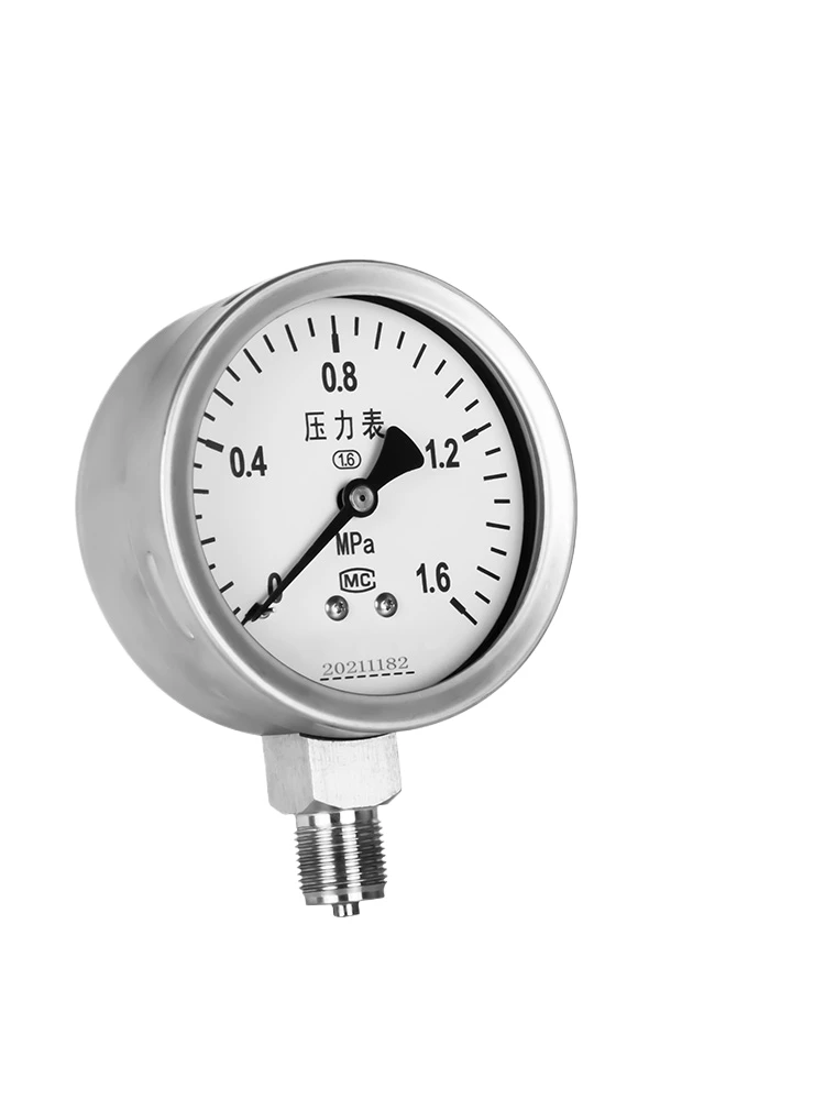 Shock-proof pressure gauge Barometer Negative pressure gauge Vacuum gauge 1.6mpa water pressure gauge Stainless steel radial oil