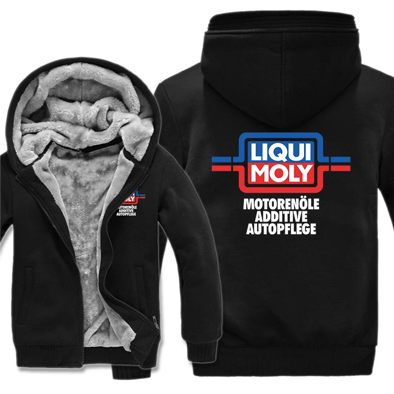 Winter Warm Liqui Moly Hoodies Men Zipper Fleece Thicken Liqui Moly Motorenole Additive Autopflege Jacket Sweatshirt Coat