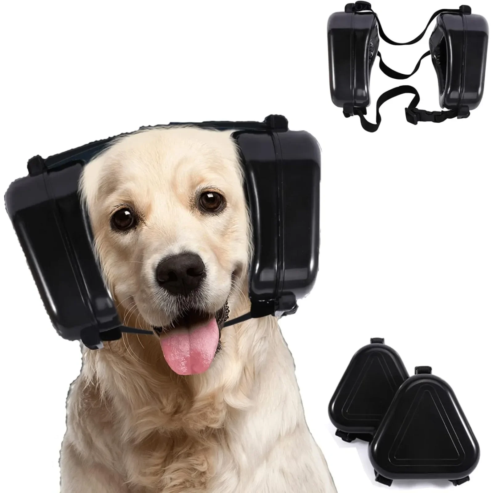 Dog Earmuffs (Black), Dog Earmuffs for Fireworks and Noise - Reduce noise and protect your dog's hearing，Pet Ear Protection.KLYM