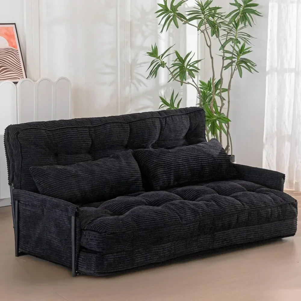 sofa.Adjustable Floor Sofa Couch with 2 Pillows, Multi-Functional Bean Bag Bed, 5-Position Foldable Lazy Sofa Sleeper Bed