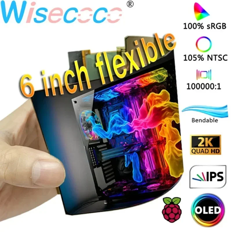 6 Inch Flexible OLED Screen 2880*1440 IPS 2K Bendable AMOLED 60Hz Landscape Controller Soft Display MIPI USB C Driver Board