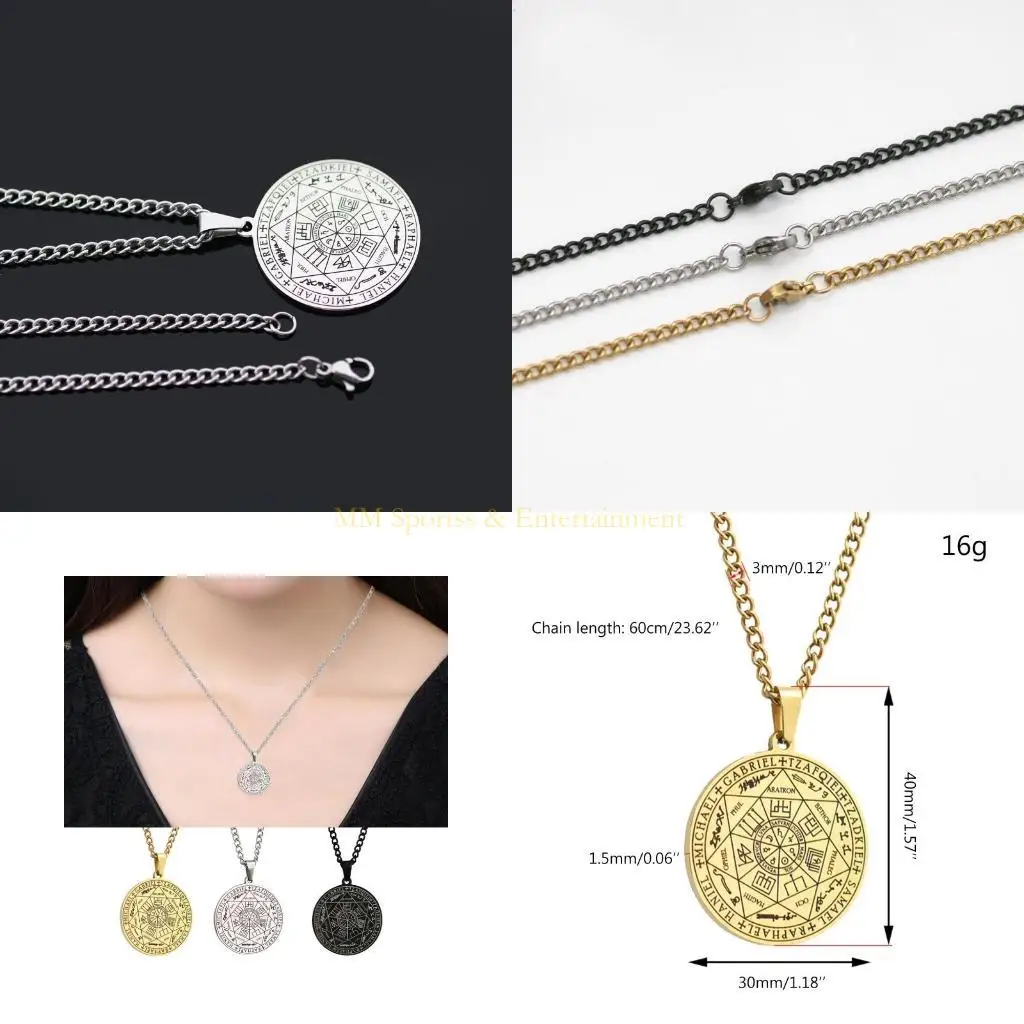 

31be из нержавеющей стали талисман ожерелья Retro Solomon Heptagram Ожерелье