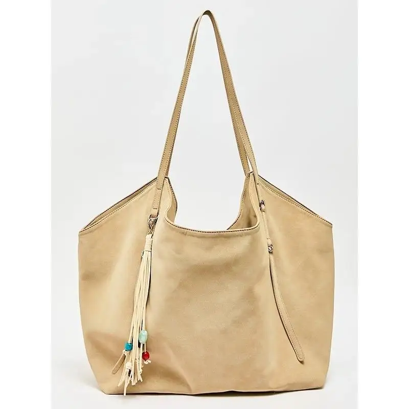 Retro Suede Leather Tote Bag Large Capacity Commuter Single Shoulder Bag Lazy Fashionable Early Autumn 2026 Women's Bag