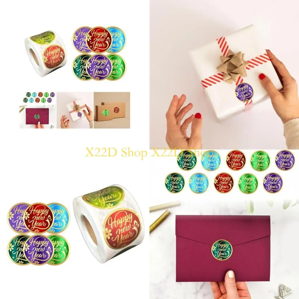 

X22D китайский новогодний стикер, круглые штампованные этикетки, самоклеящаяся наклейка, наклейка с новым годом для карт