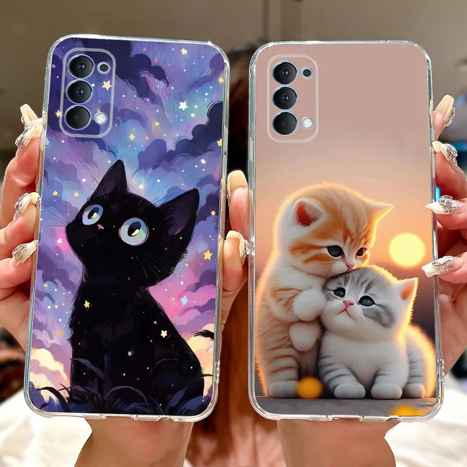 Per Oppo Reno4 Pro 4G Caso CPH2109 Gatto Sveglio Dipinto Della Copertura Morbida Sottile Cassa Del Telefono Per Oppo Reno 4 Pro Reno4 5G CPH2091 Fundas Coque