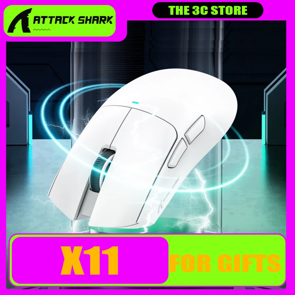 Attack Shark X11 Wireless Mouse PAW3311 22000DPI Three Mode Charger Base Ergonomics Lightweight Gaming Mouse RGB Pc Gamer Gifts