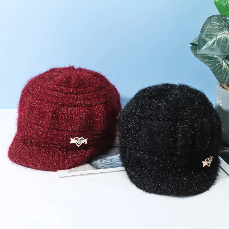 2026New Wool Women's Fashion Hat Plush Knitted Wind Shield Ear Guard Solid Color Atmosphere Simple Autumn and Winter Warm Hat
