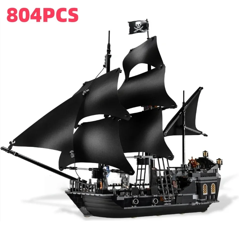 

804 шт., креативная коллекция, черный корабль «Пираты Карибского моря», собранные строительные блоки, развивающие игрушки, детские подарки