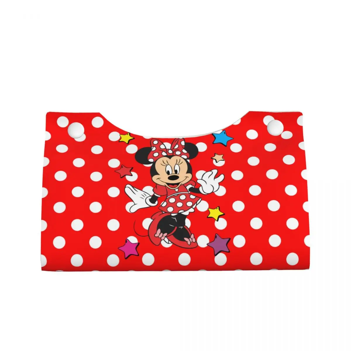 Custom Minnie Mouse Tissue Box Cover for Bathroom Home Cartoon Mickey Rectangular PU Leather Facial Tissue Box Holder