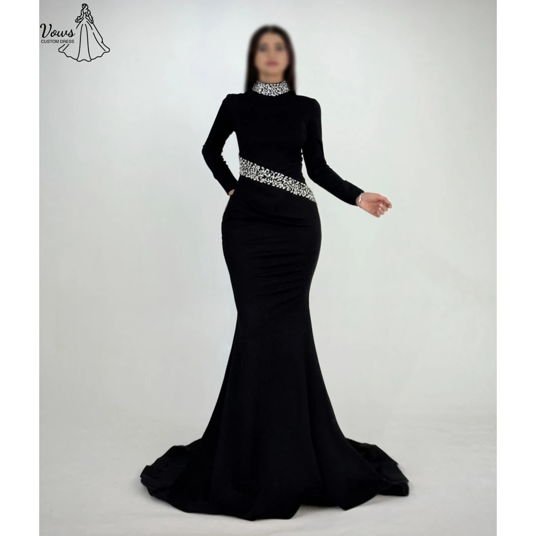 

Vows Custom Made Prom Dresses 2025 Luxury Evening Dress 2025 Elegant Party Dresses for Wedding Woman Round Collar Fishtail Skirt