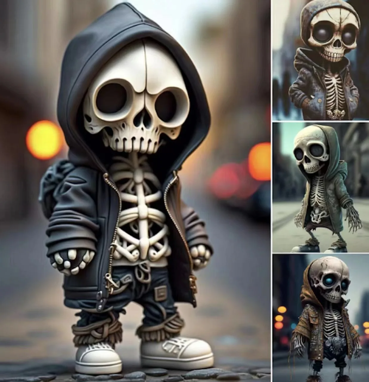 Cool Skeleton Figures Halloween Skeleton Figurine Skull Horrible Ornaments Car Desk Decoration