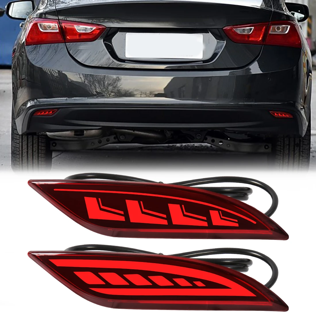Zespół świateł tylnego zderzaka LED do samochodu Chevrolet Malibu XL 2016 2017 2018 Dynamiczny kierunkowskaz hamulca Odblask ostrzegawczy jazdy