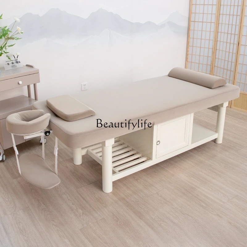 High-end SPA beauty bed beauty salon special solid wood latex body massage treatment bed massage