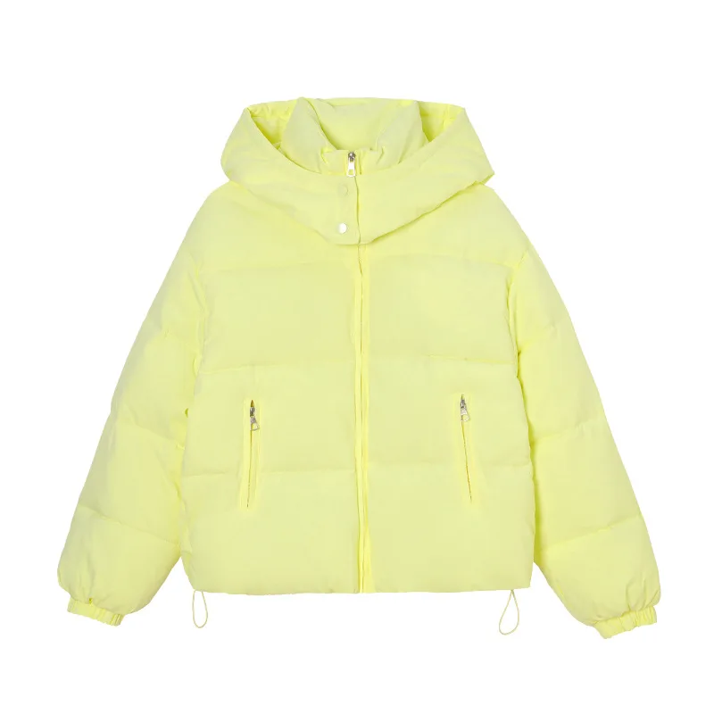 Cotton Jackets Women Parkas Hooded Short Coat Zipper Outerwear Puffer Winter Thick Warm Windproof Pockets Overcoat Office Lady