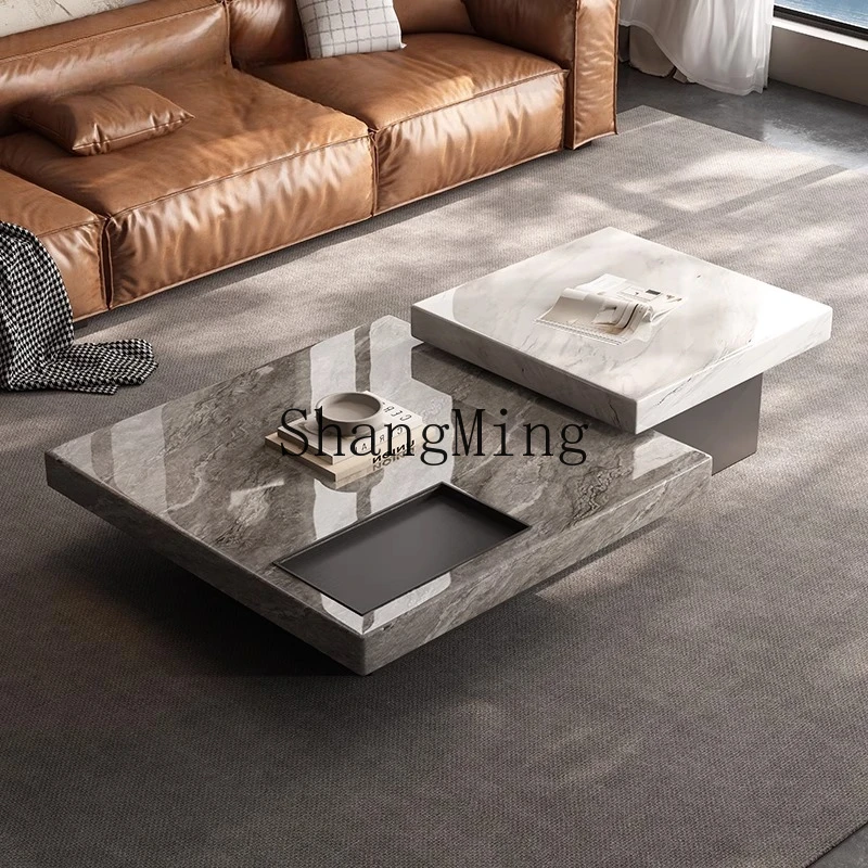 

DHY Modern Light Luxury Simple Marble Coffee Table Combination Minimalist Living Room Home Premium Sense