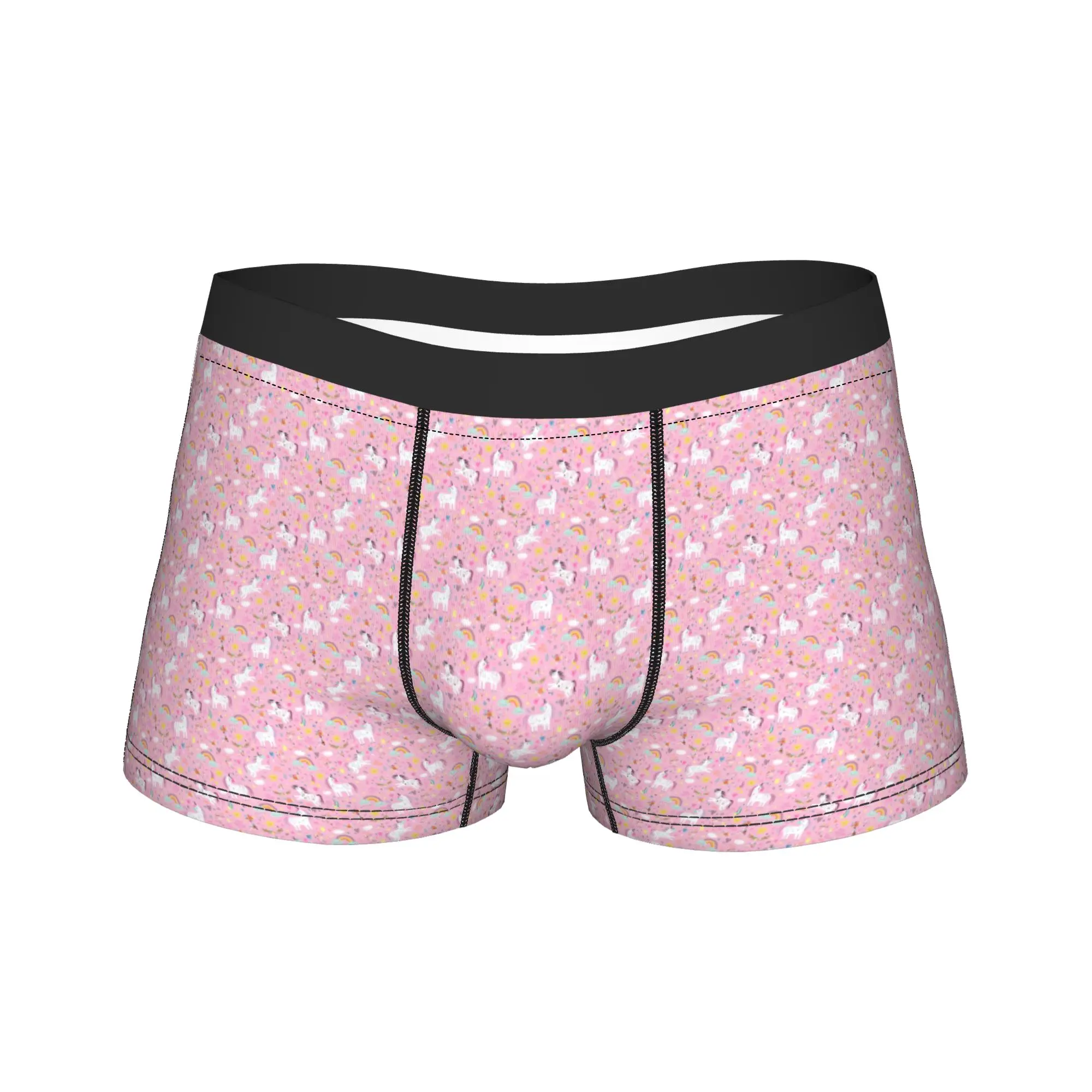 Rainbow Unicorn Cartoon Trunk  3D Pouch Underwear Quality Custom DIY Boxer Brief Comfortable Males Panties Big Size