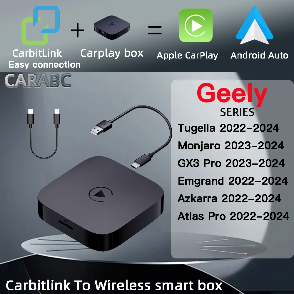 Geely Tugella Monjaro GX3 Pro Emgrand Azkarra Atlas Pro carbitlink easy connection to Wireless carplay Android auto smart box