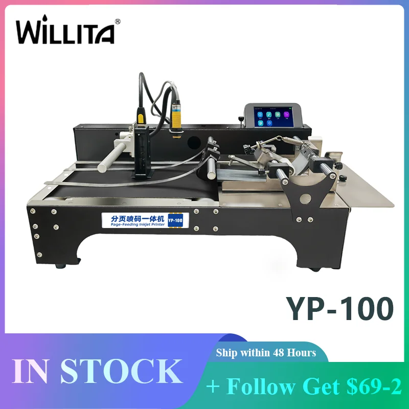 

WILLITA YP-100 Paging Inkjet Coding Machine Automatic Bag Card Printers Conveyor Belt with TIJ Inkjet Printer for Date Code