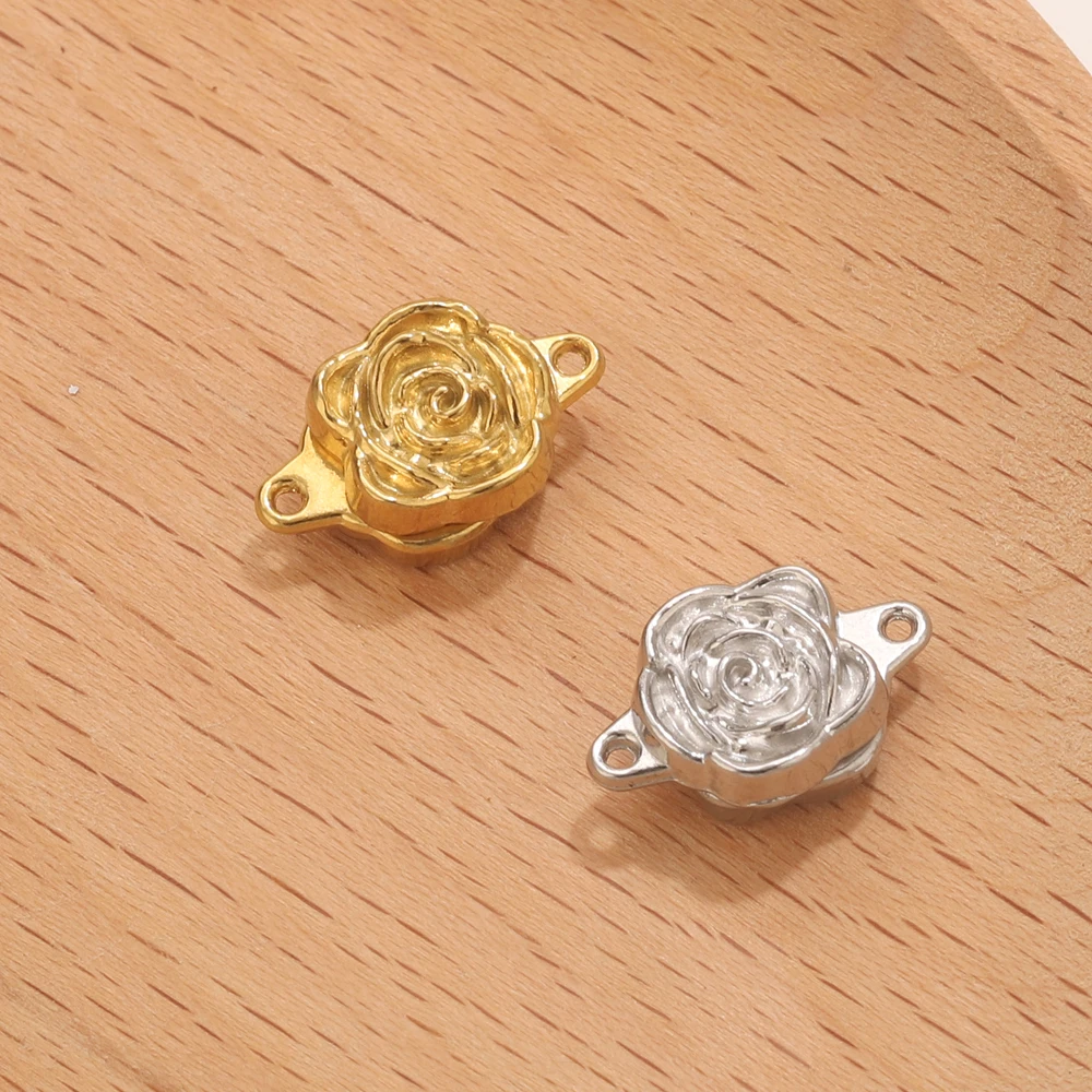 2 قطعة زهرة الورد المصنوعة من الفولاذ المقاوم للصدأ موصلات مغناطيسية المشابك المغناطيس سحر نهاية غطاء DIY بها بنفسك صنع المجوهرات سوار قلادة أجزاء