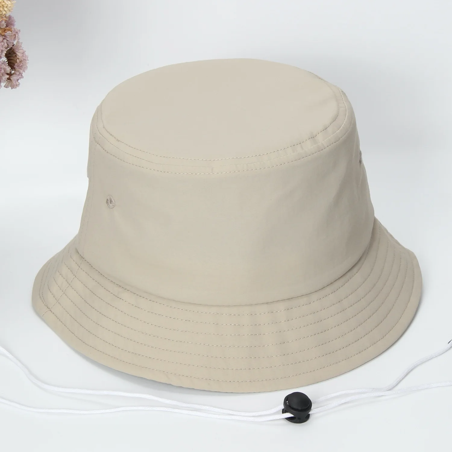 Quick-Dry Water-Repellent Bucket Hat 64cm Adjustable Size Windproof String for Men Women Outdoor Sports