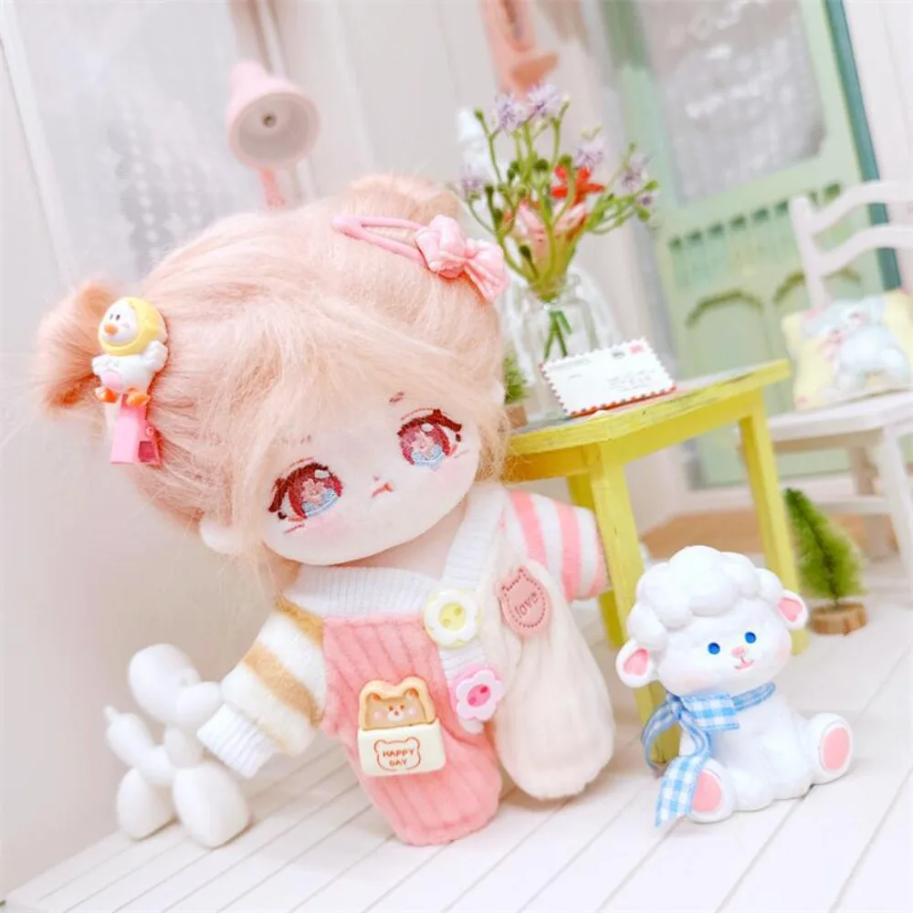 10CM Doll Clothes Cartoon Dog Overall Pajamas Cotton Stuffed Doll Stripes Jumpsuits Suit Replacement Outfit Doll Accessory