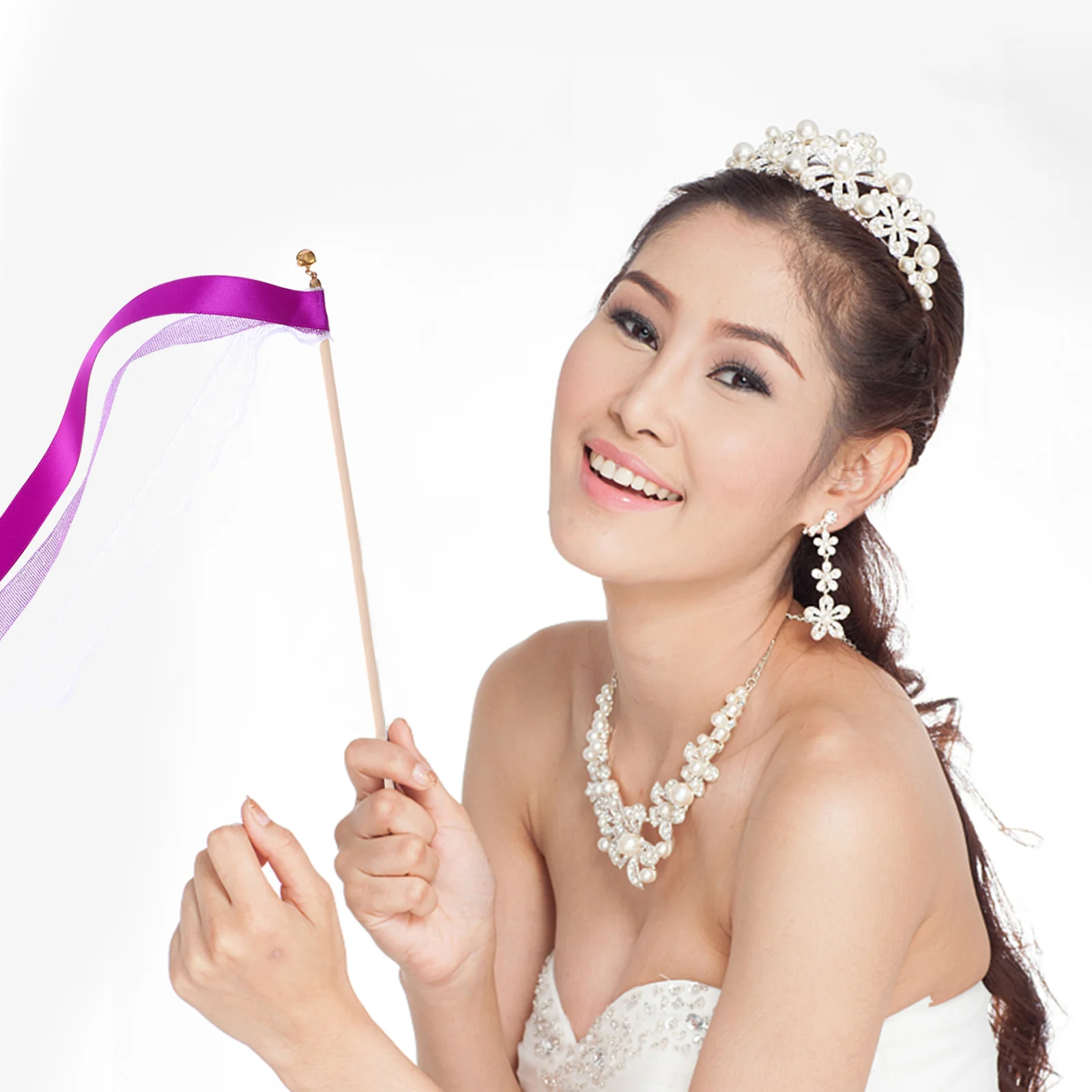 

10Pcs Colorful Wedding Party Fairy Sticks 30cm Bell Top 60cm Polyester Ribbon Birthday Wand Fairy Stick Children Wand