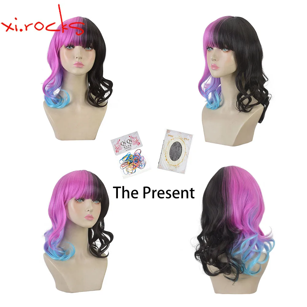 Xi.Rocks 3506 Melanie Martinez pesta Halloween warna-warni untuk pendek bergelombang Ombre sintetis suhu tinggi serat rambut Cosplay Wig