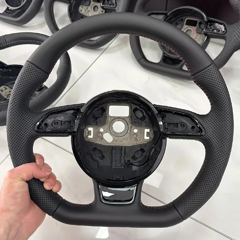 Conjunto de campaña para volante de fondo plano, totalmente perforado, para Audi A3, A4, A5, S4, S5, Q3, Q5, Q7