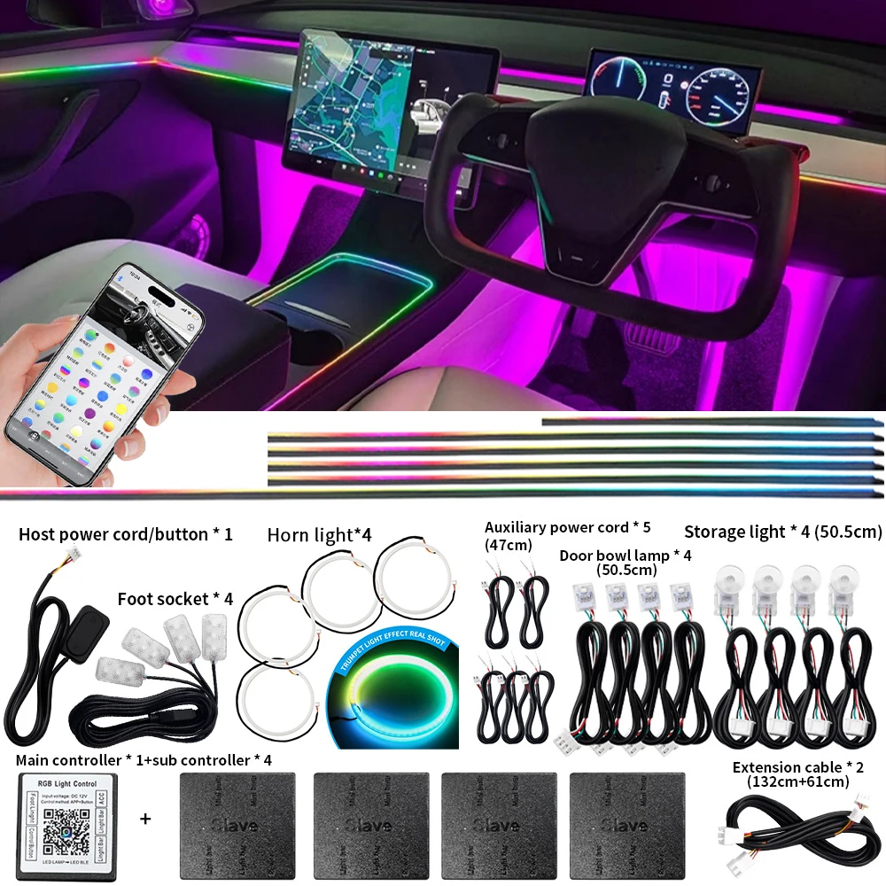 

Автомобильные аксессуары, светодиодный окружающий свет, украшение интерьера, продукт, симфония, полноцветный стример, скрытая акриловая полоса для BMW Toyota