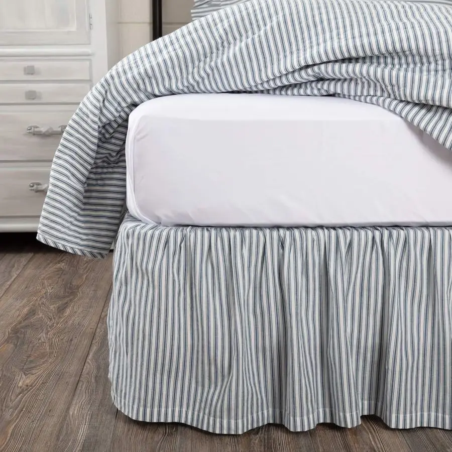 

Наматрасник Sawyer Mill Ticking Striped Striped Cotton Farmhouse Split Corners Gathered Queen, 60x80x16, синий деним