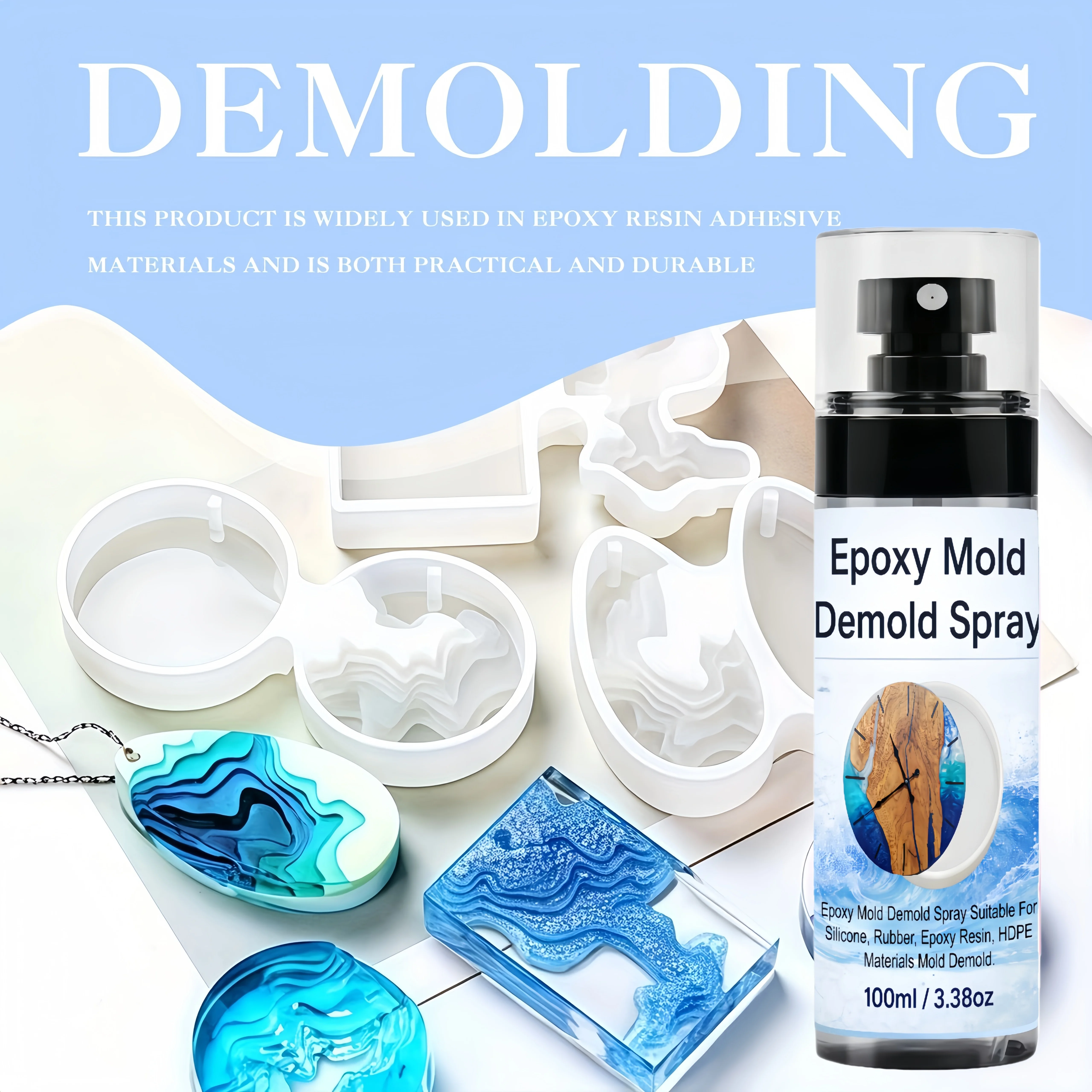 Silicone Release Spray: 5s Dry, 300+ Uses, 260°C Heatproof. No Residue, Bubble-Free. For Resin, Concrete, Candles Includes Brush