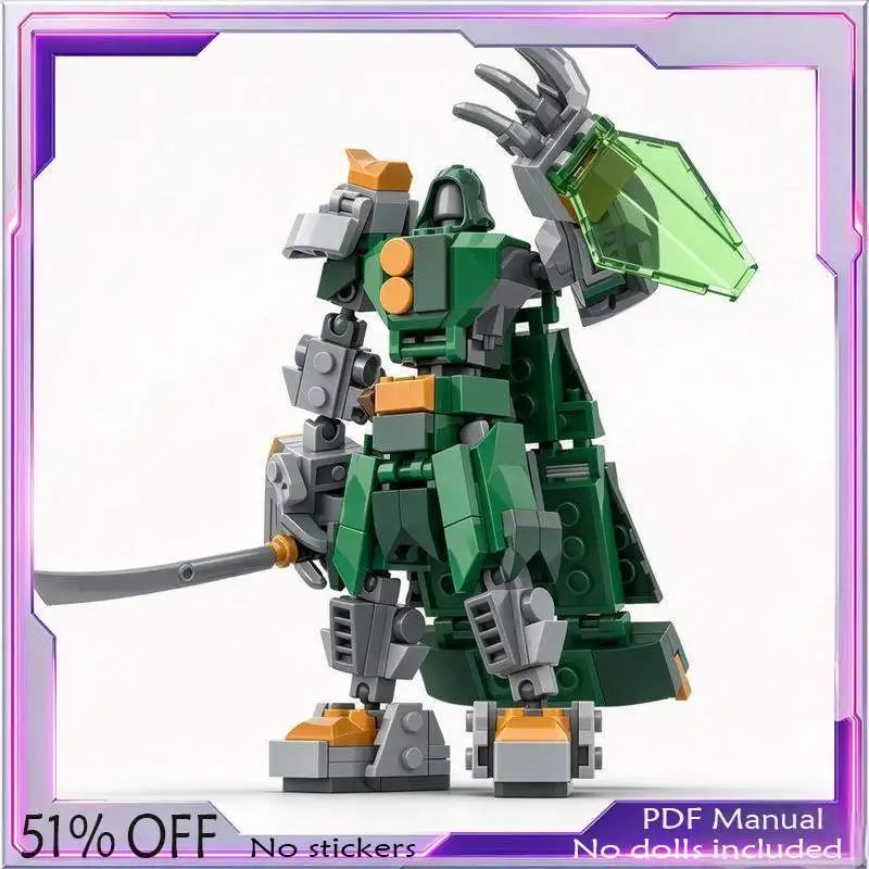 266PCS Green Armored Mech Suit Building Blocks Masked Warrior Robot Model Custom Creative Assembly Toy Home Desk Decor Gift