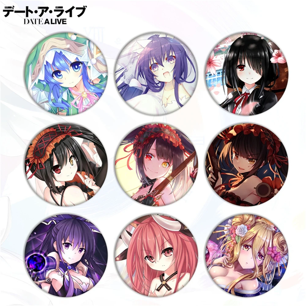 

58 мм аниме DATE A LIVE Tobiichi Origami Tokisaki Kurumi Takamiya Mio косплей костюм значок булавка SPTE жесть брошь ﻿ Опора Gilf