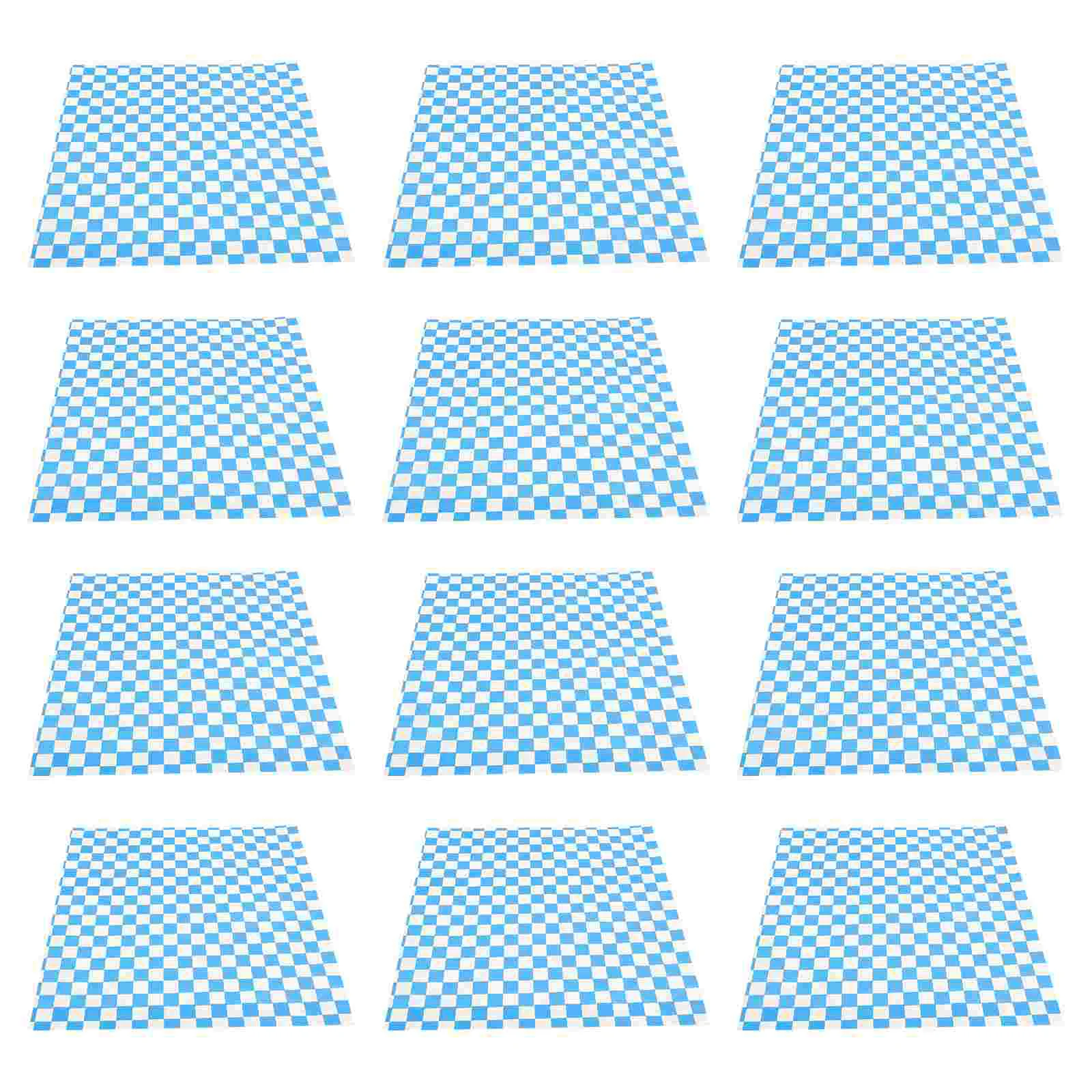 50 Sheets Wax Paper Checkerboard Wrapping Rice Ball Bento Baking Bread Mat Grease-proof Sandwich Compact Blue