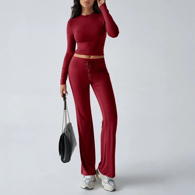 

Women Clothing Autumn Winter Sports Yoga Long-sleeved T-shirt Trousers Set